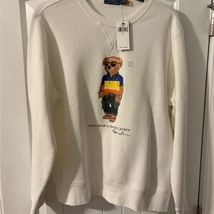 Polo Ralph Lauren White Sweatshirt with Bear Graphic